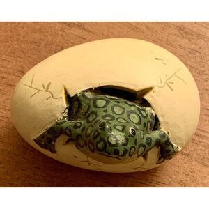 Vintage‎ Ceramic 4" Frog Hatching Egg Sculpture Handmade Signed Mexico